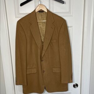 Lord And Taylor Blazer 40 Long Pure Camel Hair Grant Thomas Cashmere Two Button